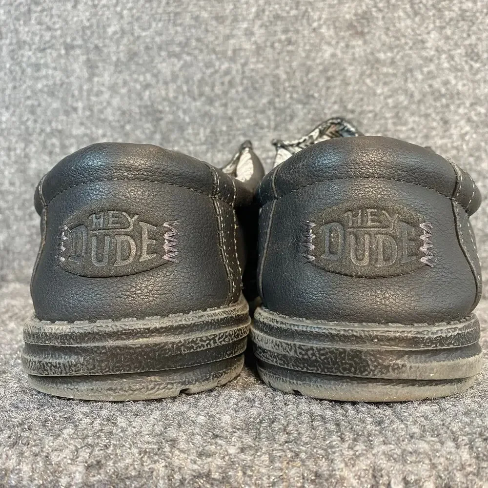 Hey Dude Mens Wally Classic Slip On Shoes Leather Comfort Loafers 11 Black